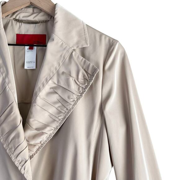 Les Copains Lightweight Neutral Belted Trench Coat Pleat Details in‎ Cream, M - Picture 4 of 13